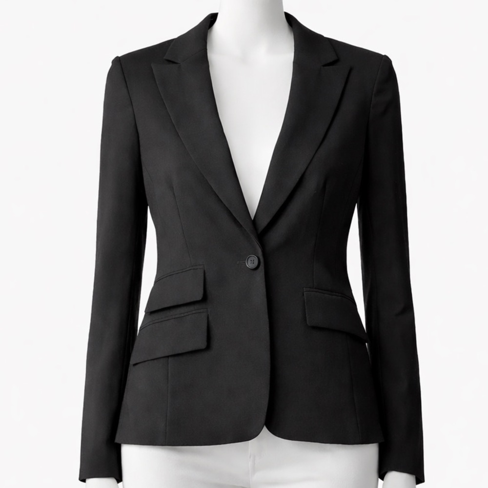 Black Wool Blend Single Button Blazer by Sandra Angelozzi